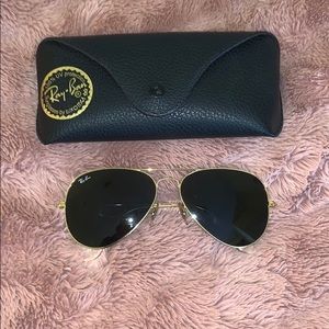 Black and Gold Ray Ban Aviators